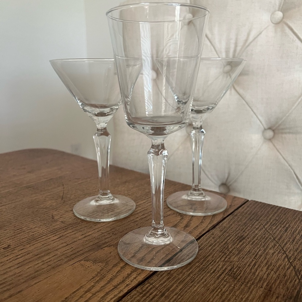 2 martini glasses with bonus coupe glass